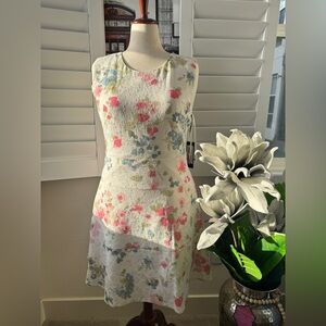 Karl Lagerfeld. Size 12. Floral Midi Dress - Pink, Blue, Green